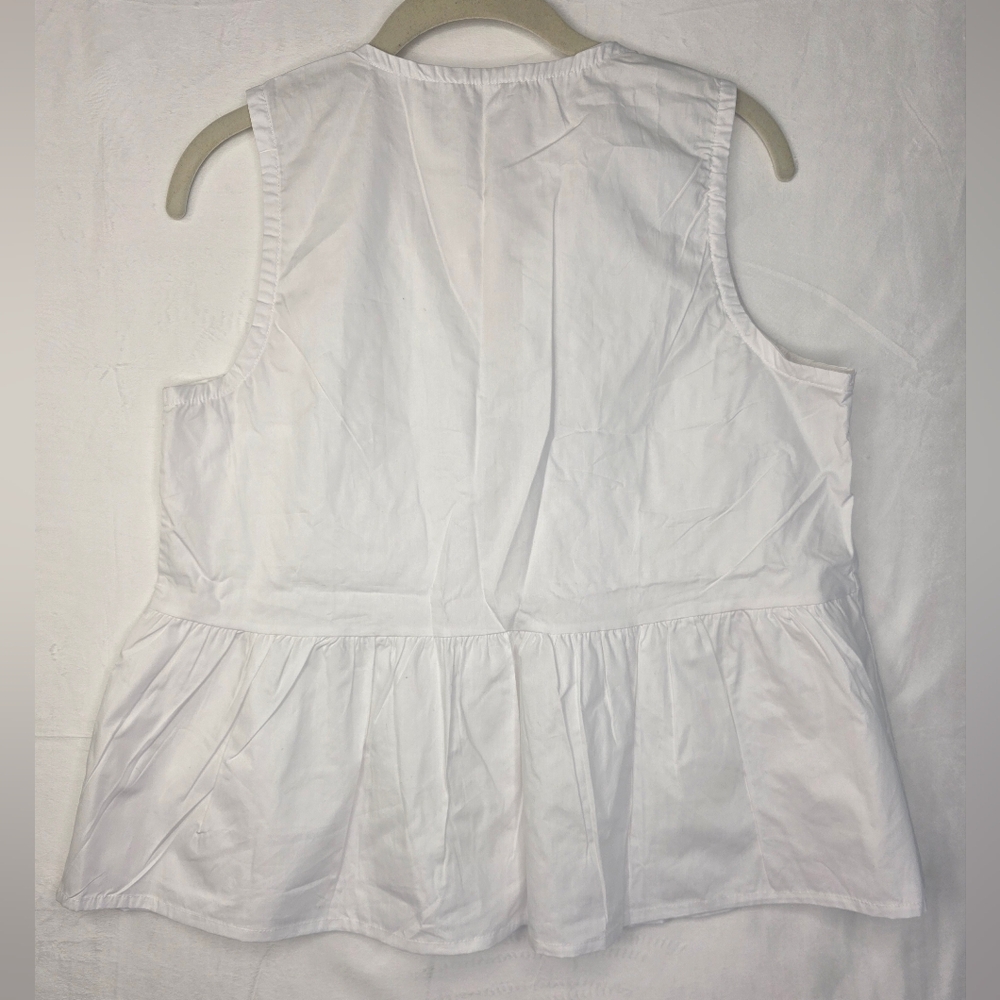 NEW White Bow Tied Sleeveless Peplum Size M Ruffle Hem Top CC-1510 - Picture 5 of 9
